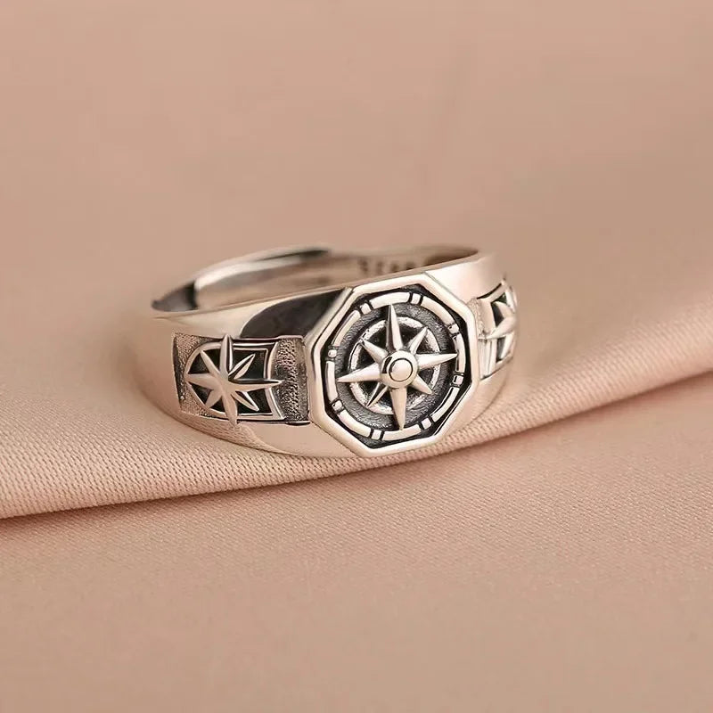 Devil Ram Horns Skull Open Ring for Men's Retro Satanic Cross Religious Amulet Jewelry