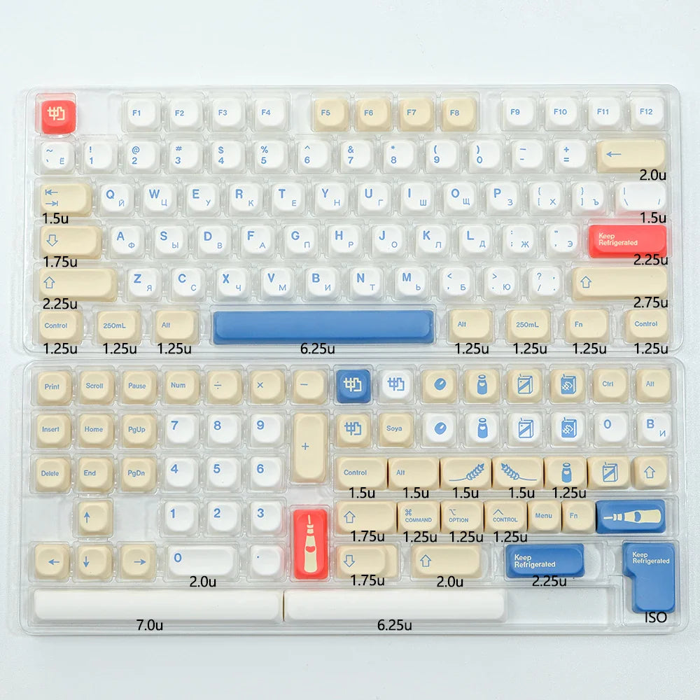 KBDiy GMK Soymilk Keycap 135 Keys PBT Japanese Korean Keycap ISO Enter Cherry Profile for GMK67 K500 Gaming Mechanical Keyboard