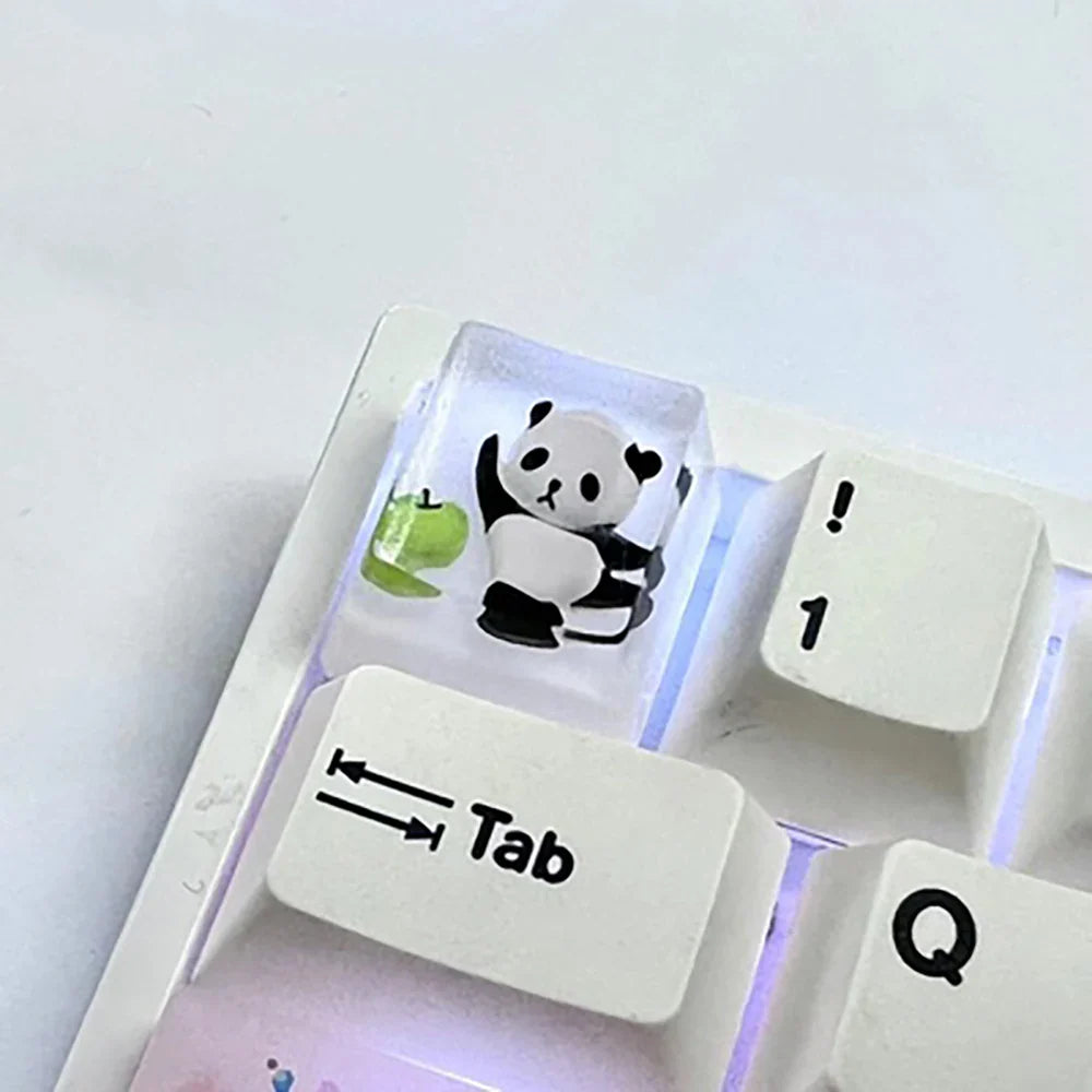 1Pcs Cute Panda Pattern Keycap Resin Handmade Decoration Personality Esc R4 OEM Cute key cap mold Keycap for Mechanical Keyboard