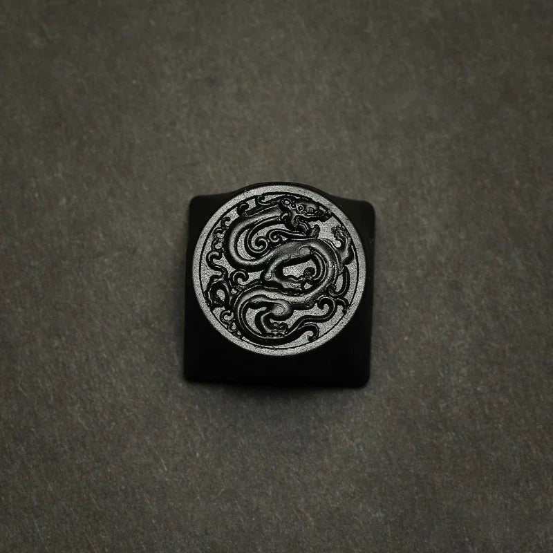 ECHOME Dark Jade Keycap The Four Symbol Theme Hand-carved Translucent Keyboard Cap Custom Artisan KeyCap for Mechanical Keyboard