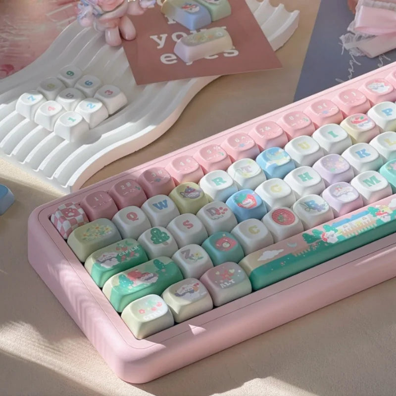 New 131 Key Cute Hand Drawn Theme Keycaps Xoa Profile Pbt Material Thermal Sublimation  Mechanical Gaming Keyboard Key Caps Gift