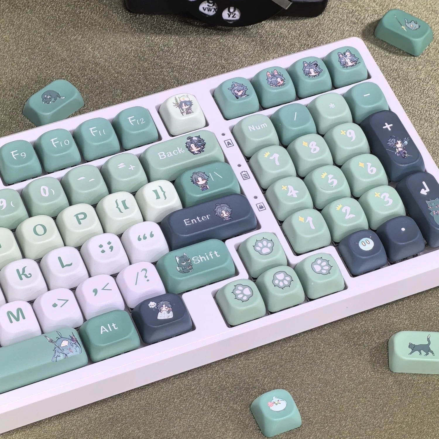 Genshin Impact Theme Xiao Keycaps MOA Profile PBT Sublimation Mechanical Keyboard Caps Cartoon Character Gamer XIAO Keycap