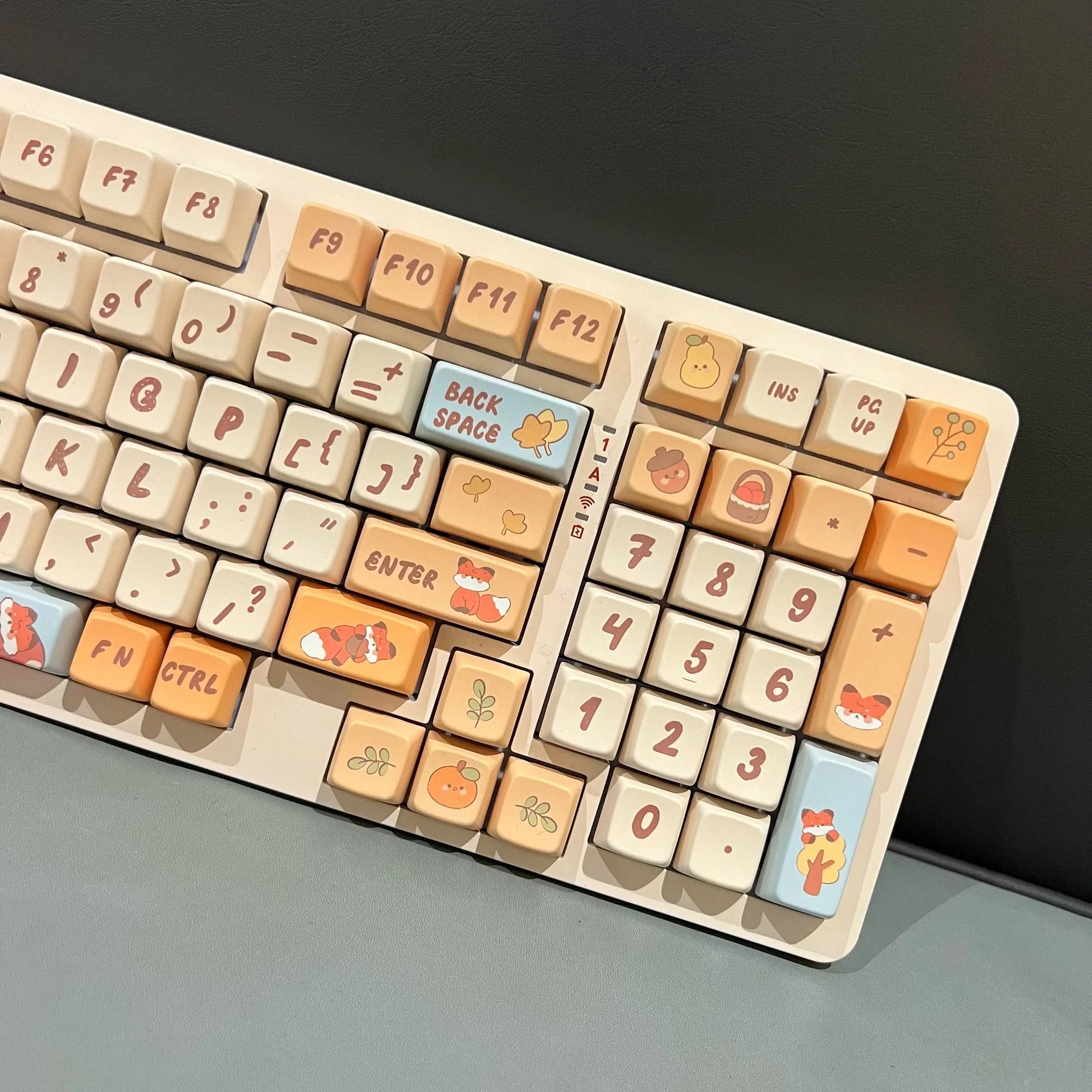 142 Keys Cartoon Fox Keycap KCA MDA Highly Orange Beige Mushroom Keycap PBT Small Animal Cute Diy Keycap For Mechanical Keyboard
