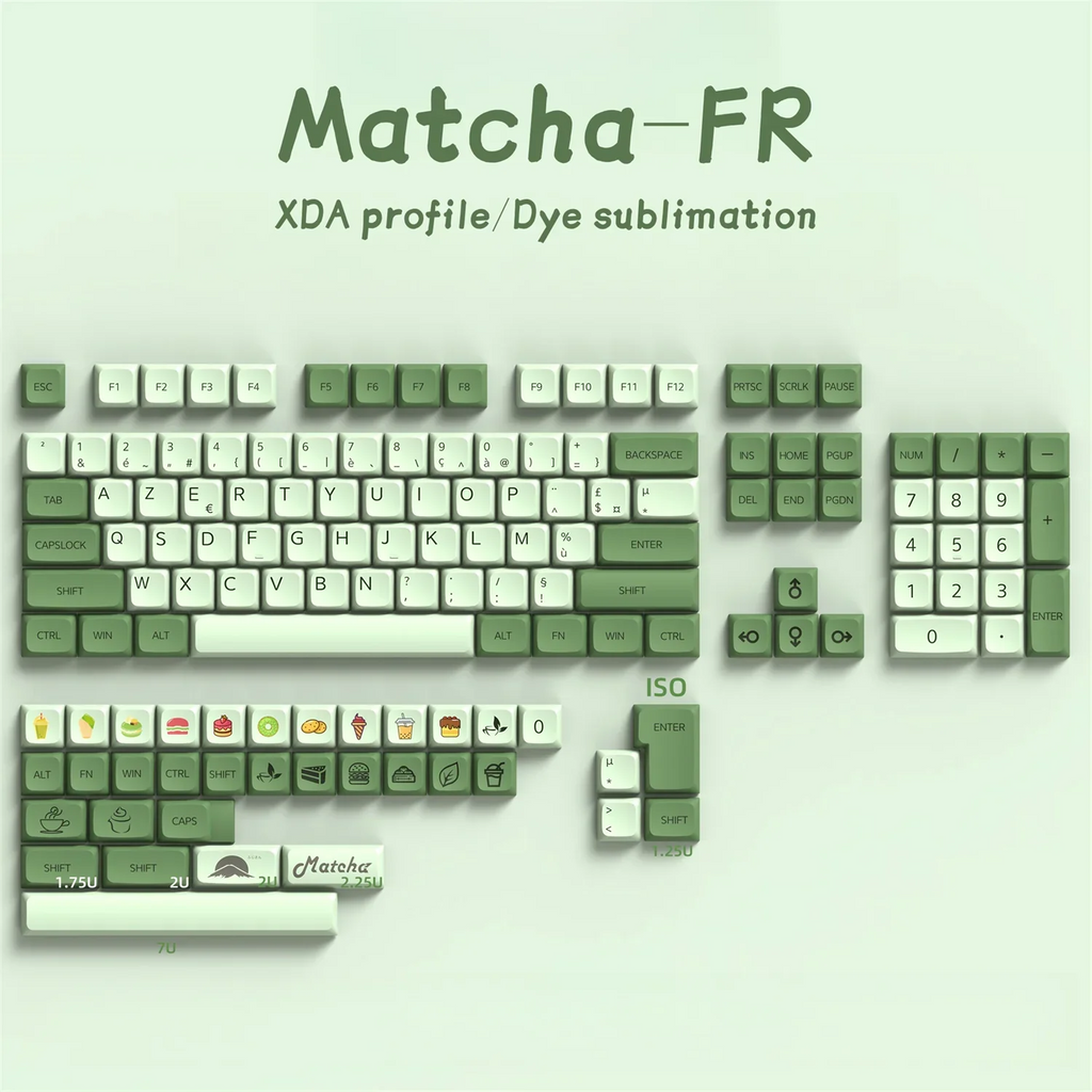 French FR Keycaps PBT XDA Keycap For Cherry MX Switch Gaming Mechanical Keyboard GMK67 Dye Sub Key Caps ISO Azerty Layout