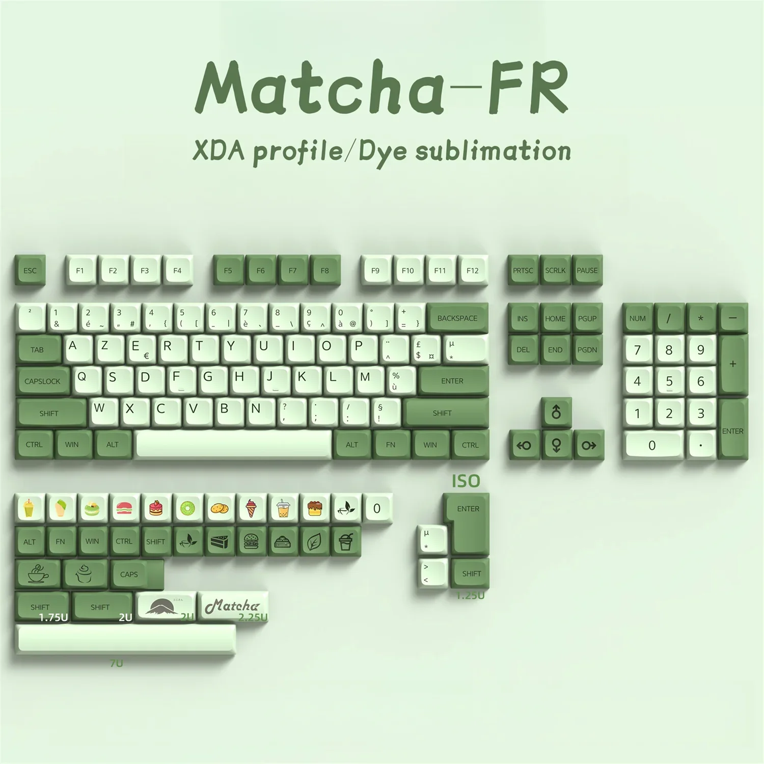 French FR Keycaps PBT XDA Keycap For Cherry MX Switch Gaming Mechanical Keyboard GMK67 Dye Sub Key Caps ISO Azerty Layout