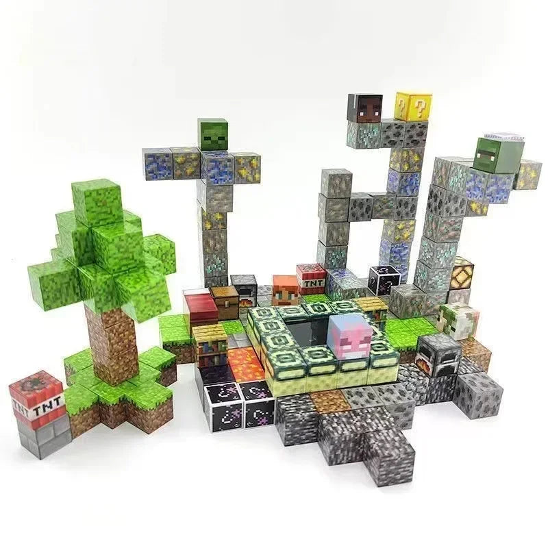 10pcs Minecraftinglys Magnetic Blocks Anime Children Puzzle Assembled Toy Doll Mini Magnetic Cube Model Kids Construction Toys