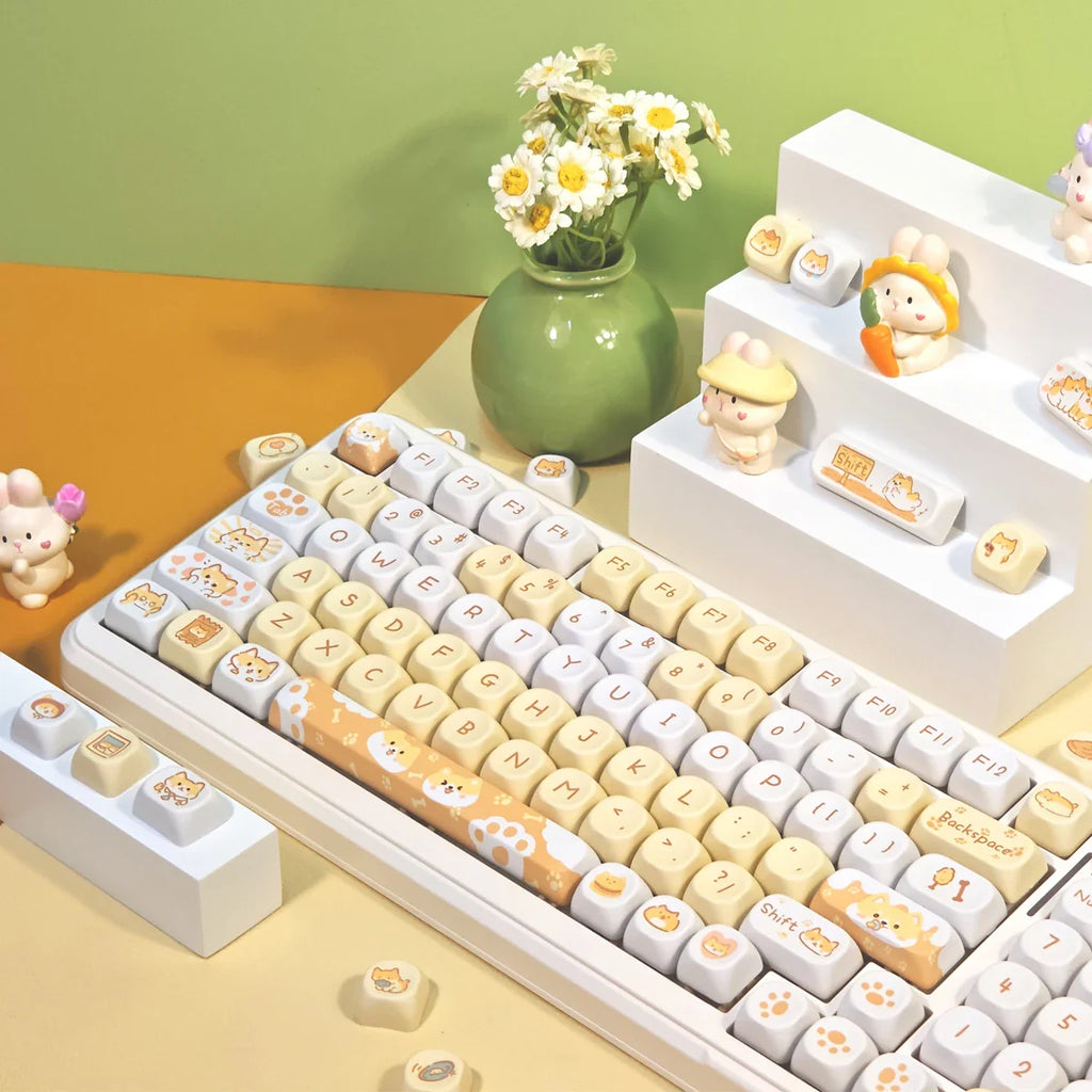 95 Keys/Set Key Caps Cartoon Puppy Cat Kitty MOA Profile PBT for DIY Custom Mechanical Gaming Keyboard Keycap Dye Sublimation