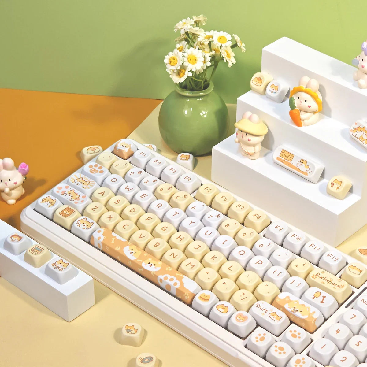 95 Keys/Set Key Caps Cartoon Puppy Cat Kitty MOA Profile PBT for DIY Custom Mechanical Gaming Keyboard Keycap Dye Sublimation