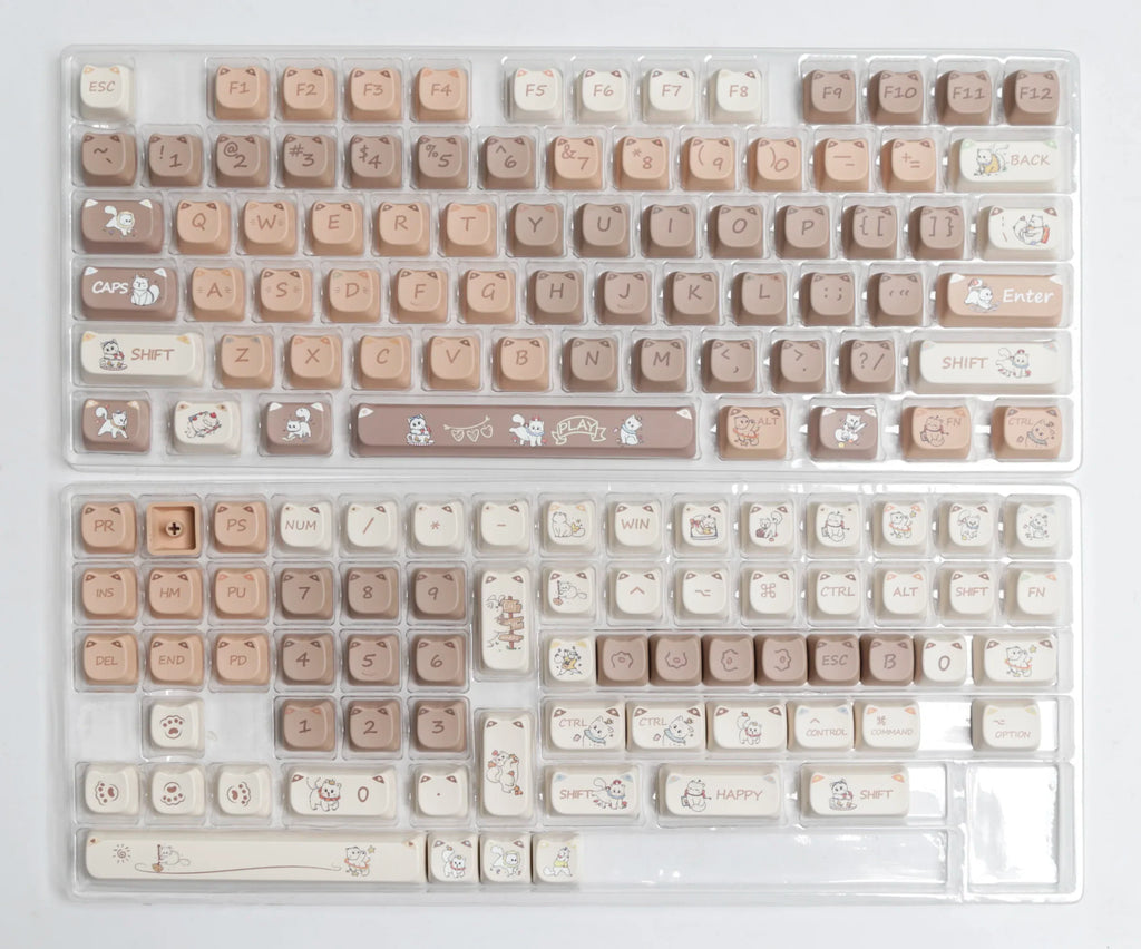 JCM MAO Profile Ear KeyCap Kindergarten Picabara Anime Cute Cat Keycaps for MX Switch Gaming Mechanical Keyboard GK75