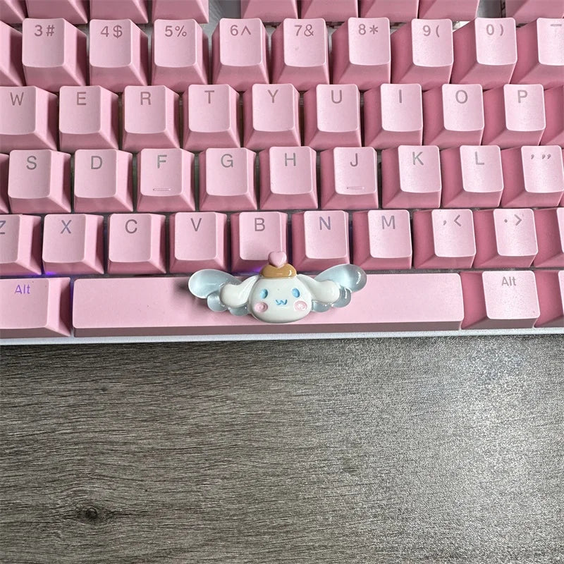 DIY Cute Cartoon Hello Kt Kuromi Keycap 6.25u Spacebar Gaming Mechanical Keyboard Cross Axis Pink White Keycap 2.75 Shift Keycap