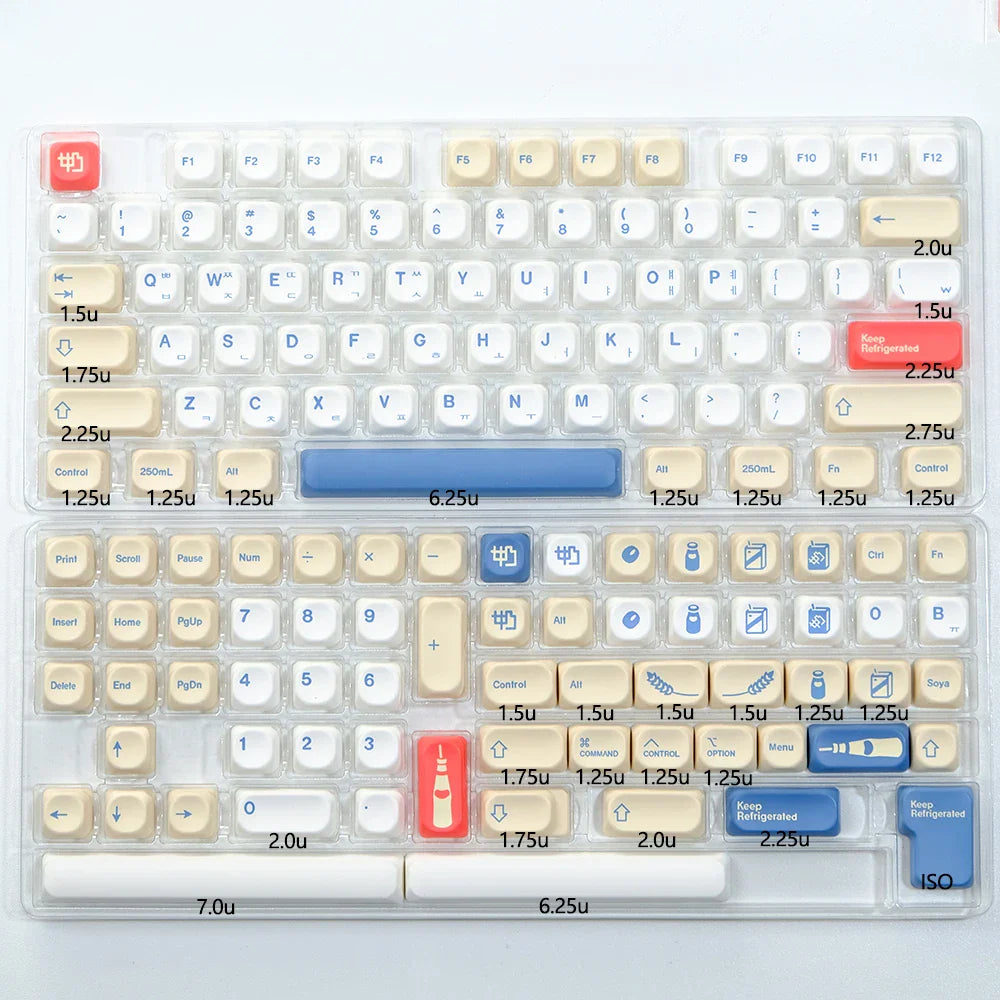 KBDiy GMK Soymilk Keycap 135 Keys PBT Japanese Korean Keycap ISO Enter Cherry Profile for GMK67 K500 Gaming Mechanical Keyboard
