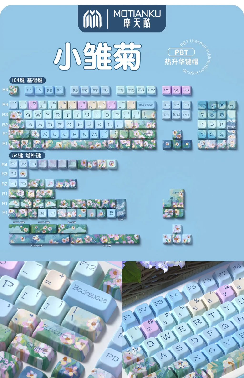 MDA Cartoon Personalized Keycap Set PBT Large Set Creative for MX Switch 60/84/90/104/108 Gaming Mechanical Keyboards