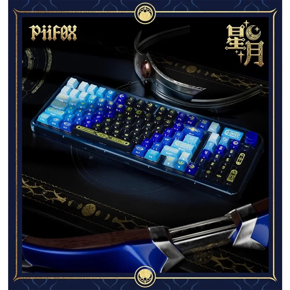 PIIFOX PBT OEM Thermal Sublimation Keyboard Keycaps 130 Keys Mirana Translucent Side  Customized Sculpture Accessories Esports