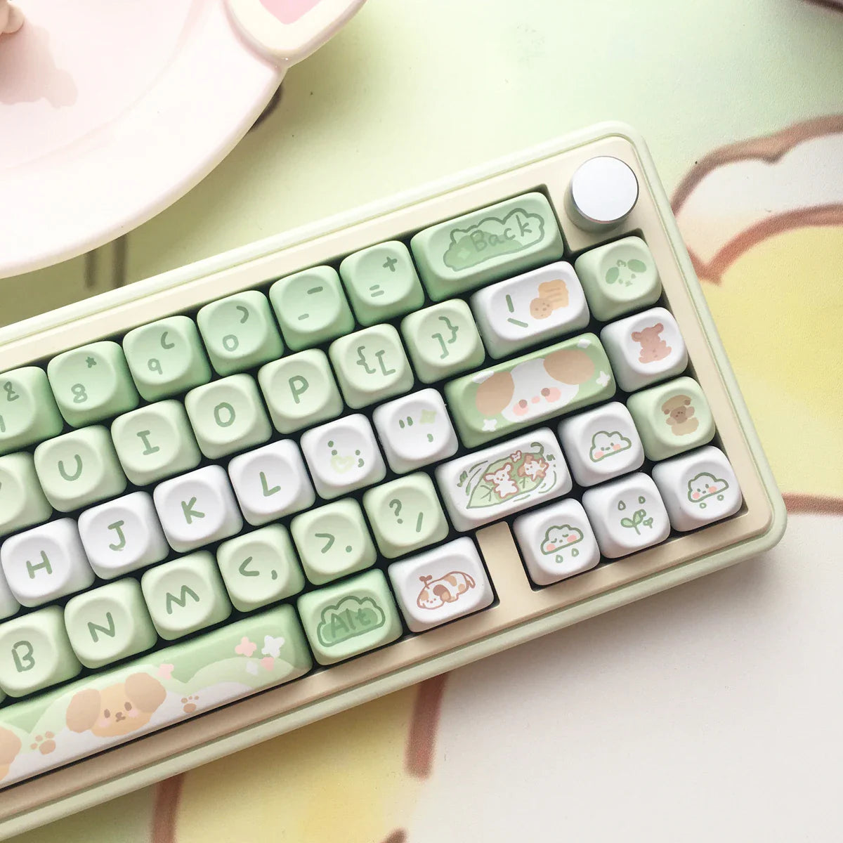 95Keys Cute Keycaps MOA Profile Cat Theme PBT Key Caps Pink Blue Puppy keycap for GK61 RK836 MX Switches Mechanical Keyboard