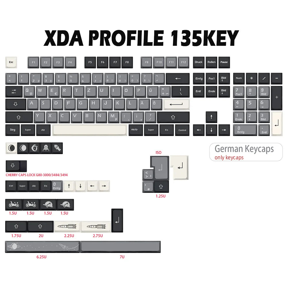Apollo Theme XDA Keycap German French Spain iso Key Dye Sub Keycaps For TKL87 GMMKPRO 7u Spacebar AZERTY Keyboard Cap Custom Set