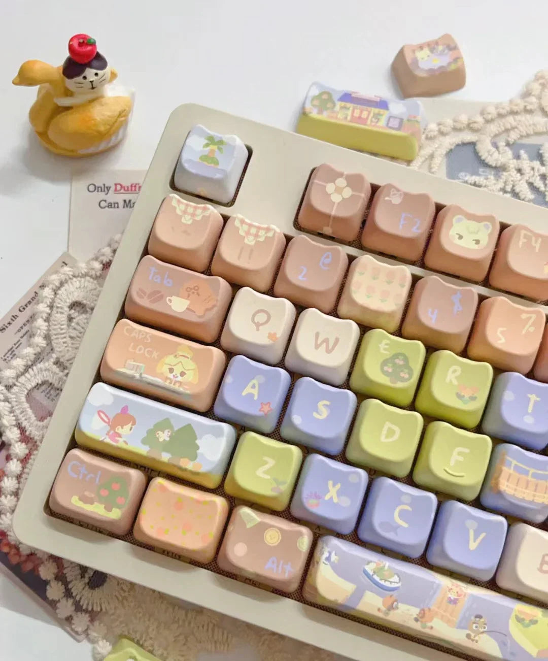 Cat Keycaps Cute keycaps MAO Keycap pbt 142 Keys Customized Gift Thermal Sublimation for MX Switch Mechanical Keyboard Keycaps