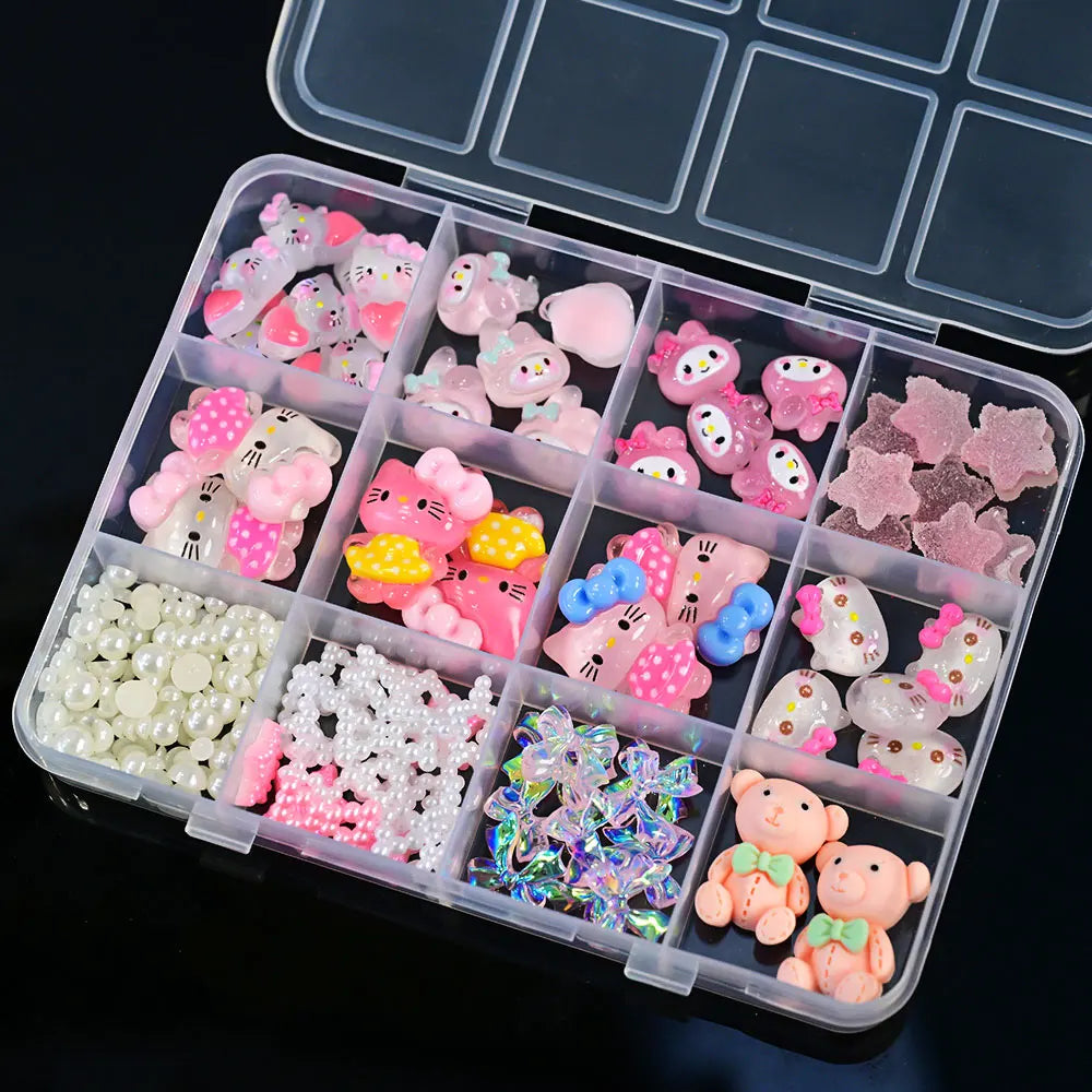 Kawaii Mixed Sanrio Y2k Nail Accessorie canvas Hello Kitty Pochacco Nail Rhinestone Gems Charms Manicure DlY Nail Parts for Girl