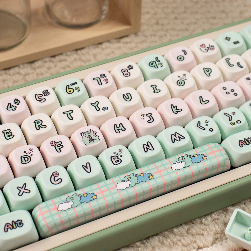 Cats and Puppies Keycaps MOA Profile Thermal Sublimation PBT Keycaps Personalized Cute Keycap For 64/104/108 Mechanical keyboard