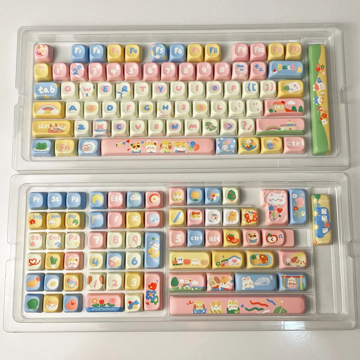 Customized Keycap Cute Kindergarten Theme 133/141 Key Eoa Height Pbt Five Sided Heat Sublimation Cartoon Mechanical Keyboard Cap