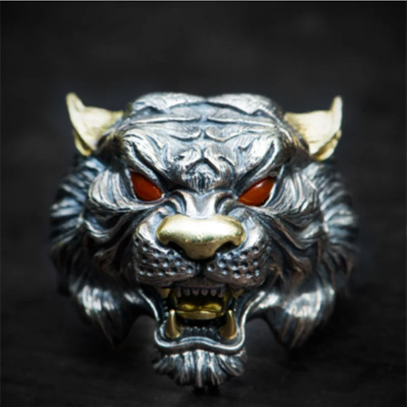 Retro Domineering Ethnic Style Fire-Breathing Dragon Ring Men\\'s Charm Open Ring Punk Motorcycle Rider Jewelry Accessories
