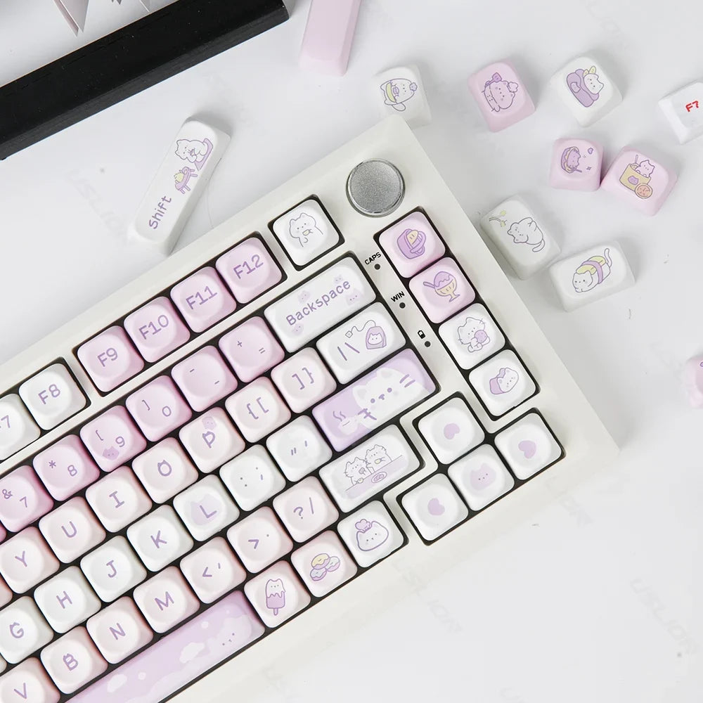 95/132 Keys Cute Cartoon Animals Theme Keycaps MAO Profile DIY PBT Dye Sublimation Key Caps for Mechanical Keyboard MX Switch