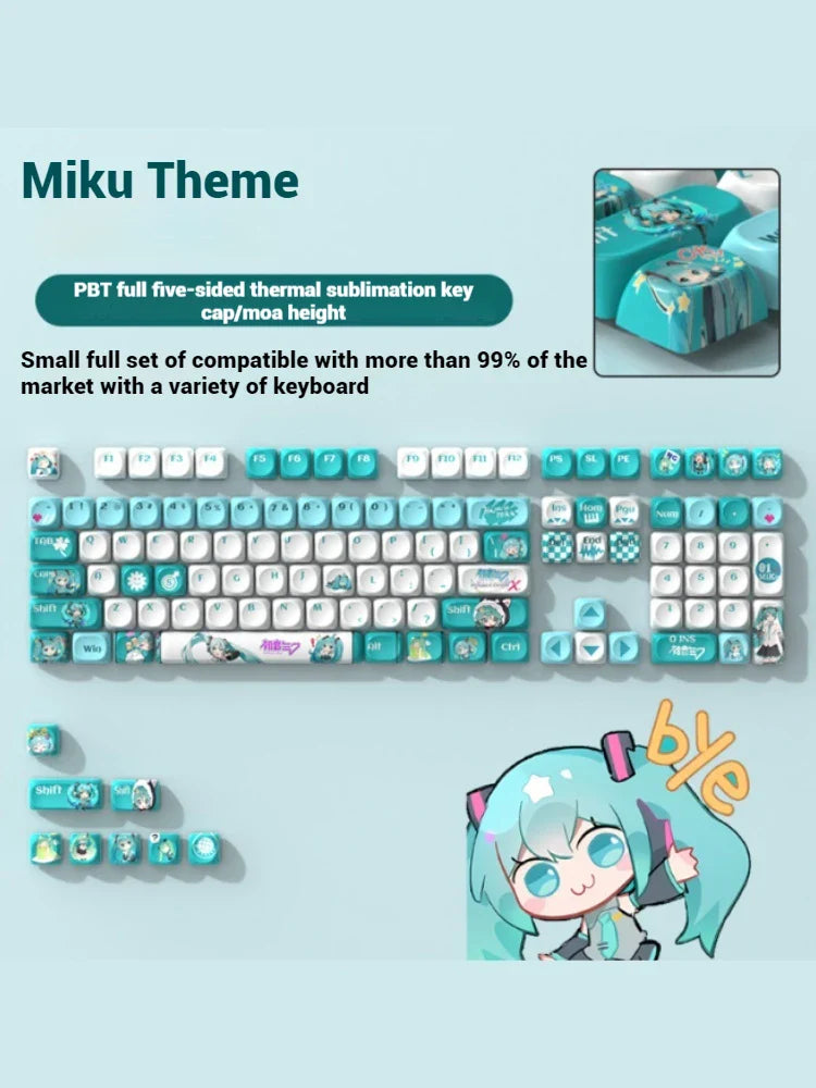 Miku Anime Theme Keycap 120keymoa Hight Pbt Heat Sublimation Personality Creative Customization Mechanical Keyboard Ke Ycap