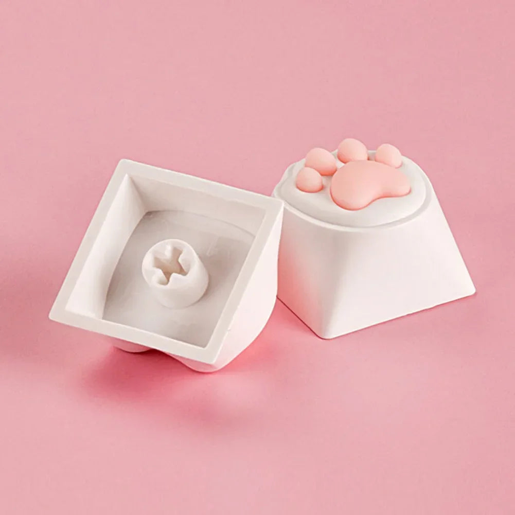 4Pcs Pink Color 3D Cute Cat Paw Keycaps For Mechanical Keyboard Cherry MX Switch DIY Custom Key Cap Soft Silicone Keycup Artisan