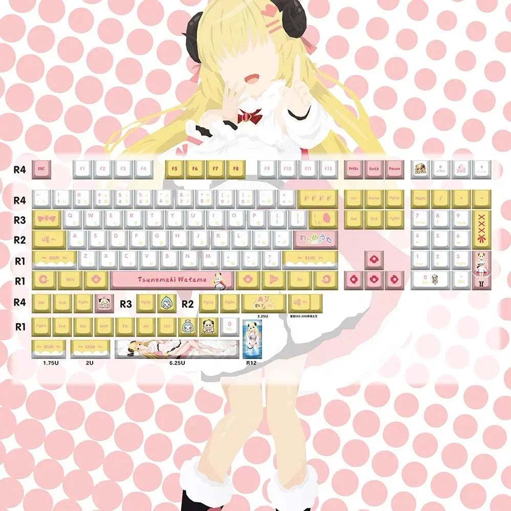 Hololive Vtuber Keycaps Tokoyami Towa Keycap PBT DYE Sublimation Cherry MX Cross Axis Switch Keycap for Mechanical Keyboard