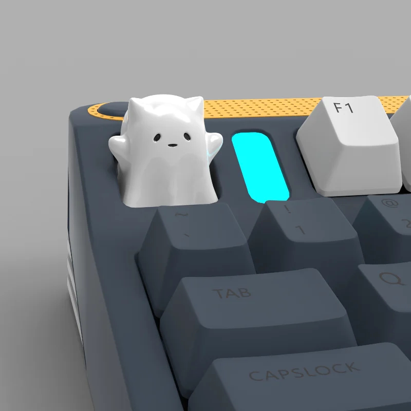 Cute Animal Keycaps Ghost Cat Mechanical Keyboard Keycaps Accessories Purple Pink Cartoon Resin Customized Keycaps Girls Gift