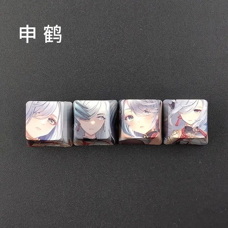 Cartoon Anime Genshin Impact Keycap zhongli Mechanical keyboard replacement key R4 PBT thermal sublimation Cherry OEM height