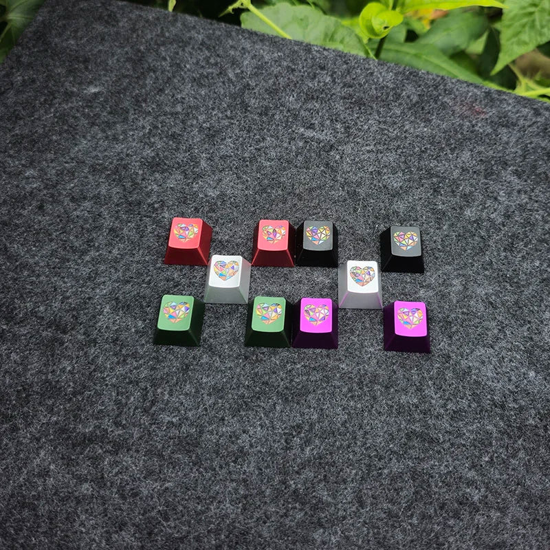 Glass Heart Keycap Custom Point Aluminum Alloy Color Glass Artisan Key Cap Cherry Profile MX Switch Mechanical Keyboard Keycap