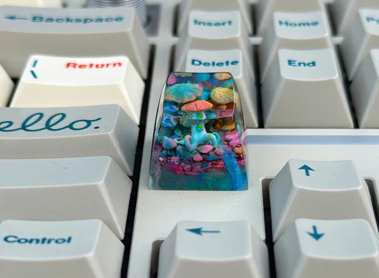 Creative Mushroom World Keycaps Resin SA Height Mechanical Keyboard Accessory Personalized Translucent Custom ESC Keys Gifts