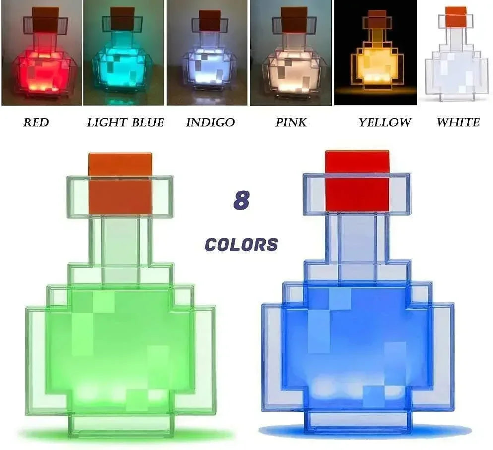 NEW Pixel Game Prop Models Torch and Color-changing Bottle Night Light Plastic Mineral Lamp Ornaments Holiday Party Gifts
