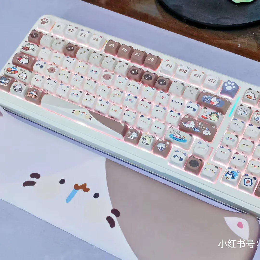 142 Keys Customized Gift Cute Cat keycaps New MAO Keycaps Square Thermal Sublimation Mechanical Keyboard 2.25 U 2.75U for Alice