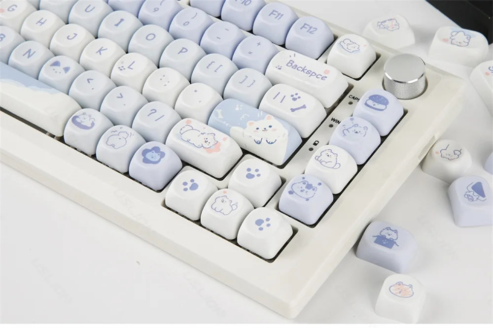 95/132 Keys Cute Cartoon Animals Theme Keycaps MAO Profile DIY PBT Dye Sublimation Key Caps for Mechanical Keyboard MX Switch