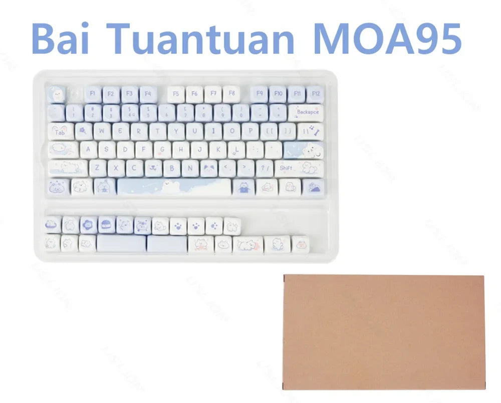 95/132 Keys Cute Cartoon Animals Theme Keycaps MAO Profile DIY PBT Dye Sublimation Key Caps for Mechanical Keyboard MX Switch