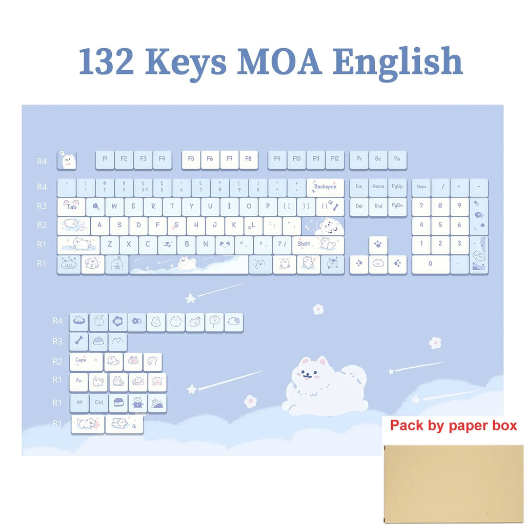 95/132 Keys Cute Cartoon Animals Theme Keycaps MAO Profile DIY PBT Dye Sublimation Key Caps for Mechanical Keyboard MX Switch