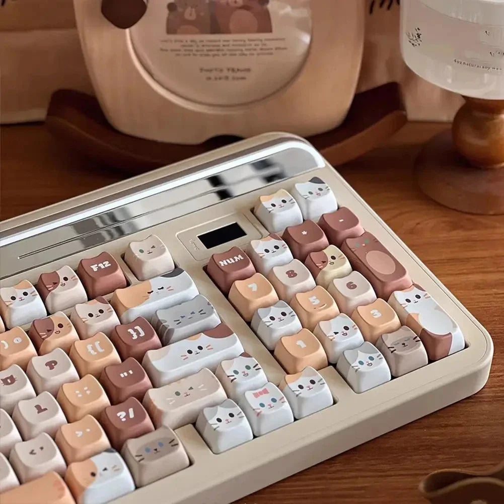 in stock Cute Cat Keycaps Head MAO Profile PBT Square Key Cap For MX Mechanical Keyboard KeyCap Keyboards Set For Girls Gift