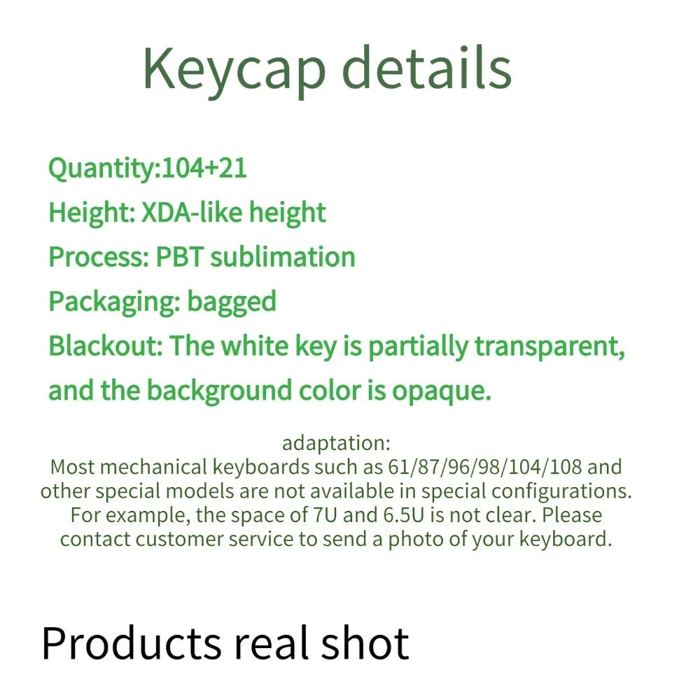 Forest Green Keycap XDA Profile PBT Sublimation 125keys Fresh Style White Green Mechanical Keyboard Keycaps