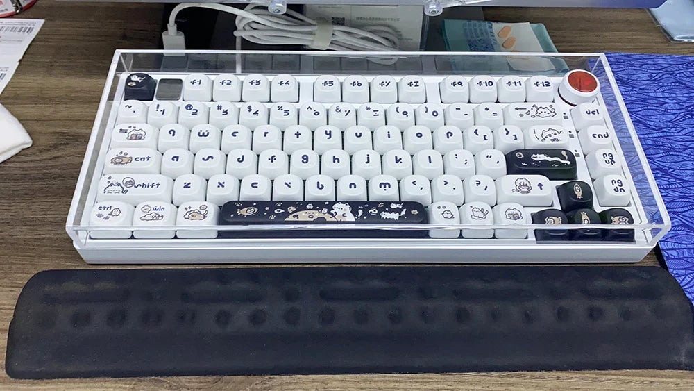 Naught Cat Black White Keycap 140 Keys MOA Profile PBT Keycaps Dye Sublimation for MX Switch Gaming Mechanical Keyboard Keycap