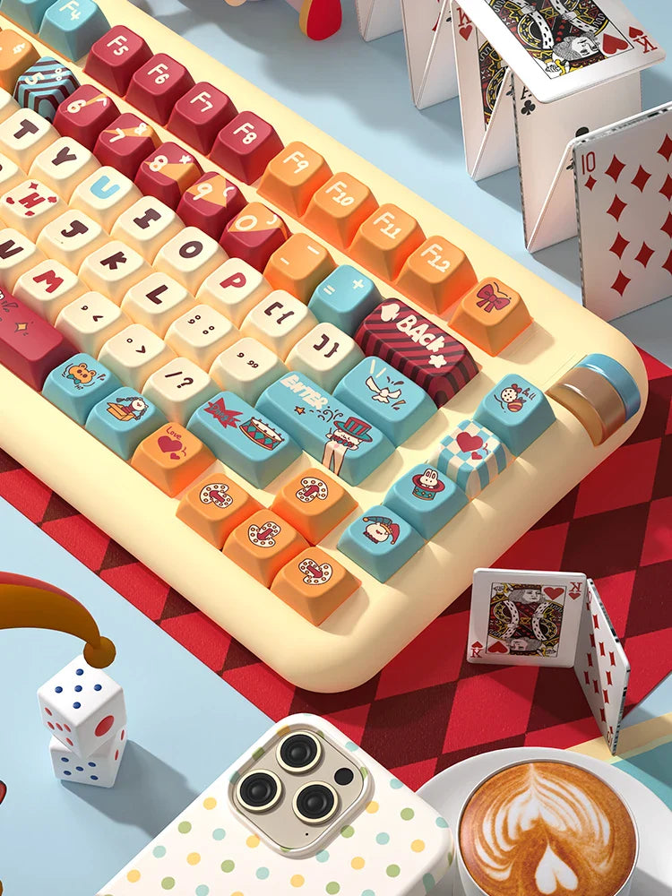 Cat circus troup Theme Keycaps MDA Profile Personalized Keycap For Mechanical Keyboard with 7U and ISO key cap