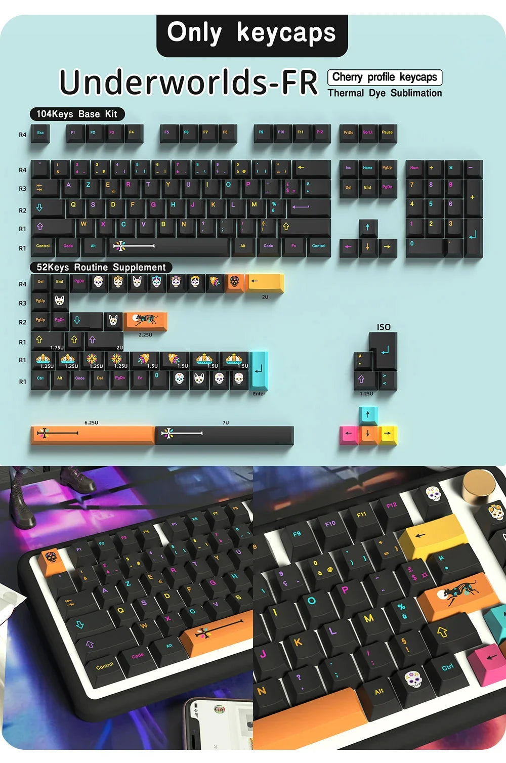 KYOMOT GMK Mictlán Theme Keycap PBT Underworld Keyboard Cap Cherry Profile Key Cap for MX Switch Mechanical Keyboard Accessory