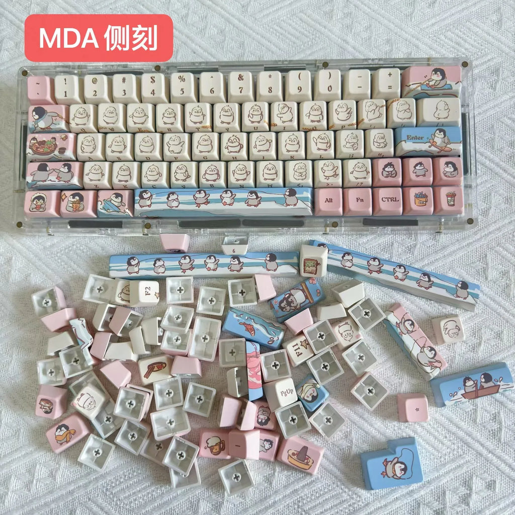 Raccoon/Penguin Keycap 148keys Cherry Side Printed Pbt  Sublimation Mechanical Keyboard Keycaps Customized Cute For Game Office