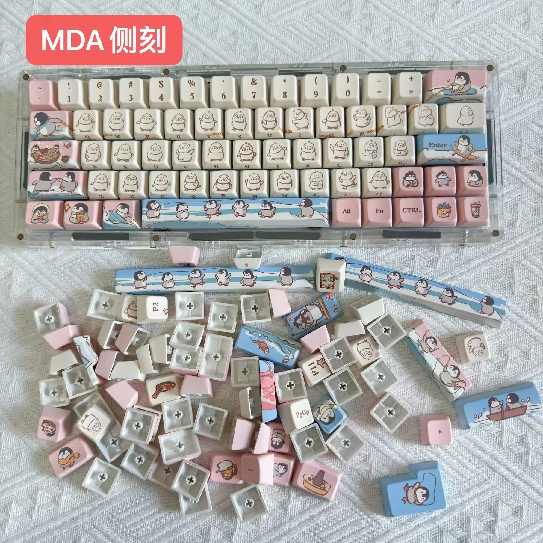 Raccoon/Penguin Keycap 148keys Cherry Side Printed Pbt  Sublimation Mechanical Keyboard Keycaps Customized Cute For Game Office