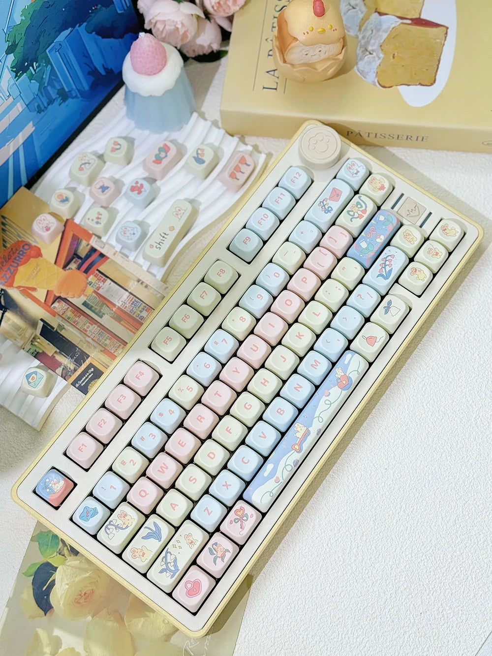 95 Keys MOA Profile PBT Keycaps for 61/64/68/84/75/87Keys Gaming Mechanical Keyboard AULA F75 GMK67 GMK87 Cartoon Cute Key Caps