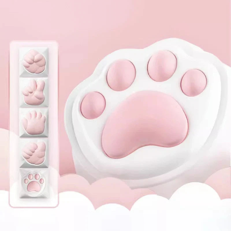 Kawaii Cute Soft Silicone Cat Paws Corgi Buttock OEM ABS Keycap For Mechanical Keyboard Cherry MX Switch