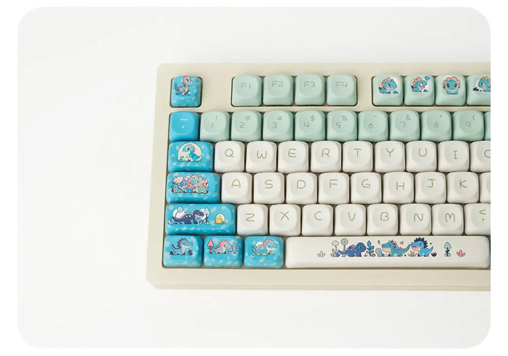 Blue Cute Little Dinosaur Cartoon Keycaps Personalized Round Creative Keycaps MOA Height PBT Sublimation Color DIY Keycaps
