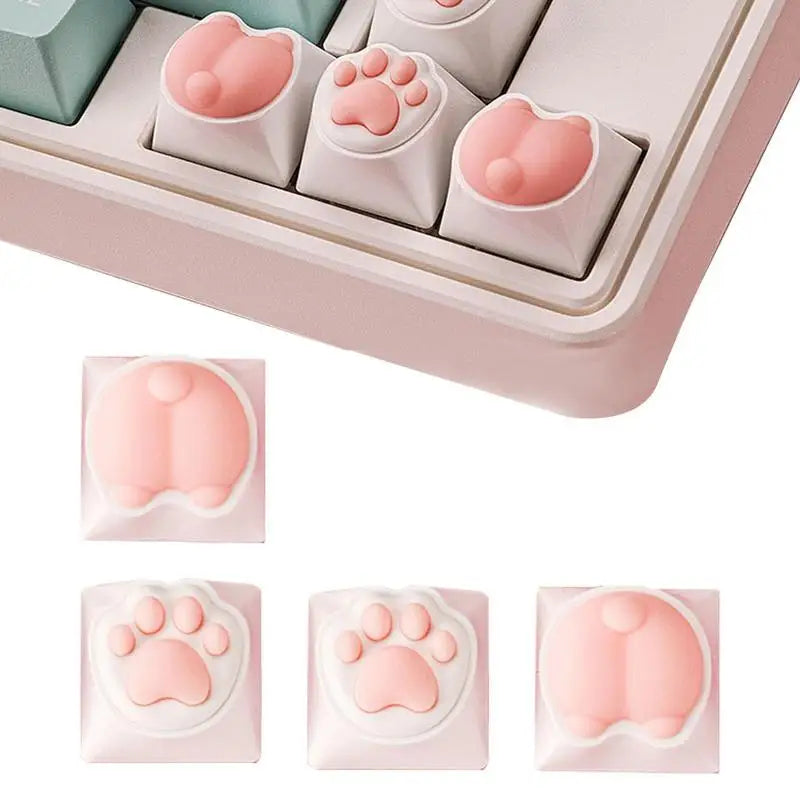 Cat Keycaps Cute Keycaps Compatible With Mechanical Keyboard Computer Accessories Cat Paws And Butts Keyboard Caps