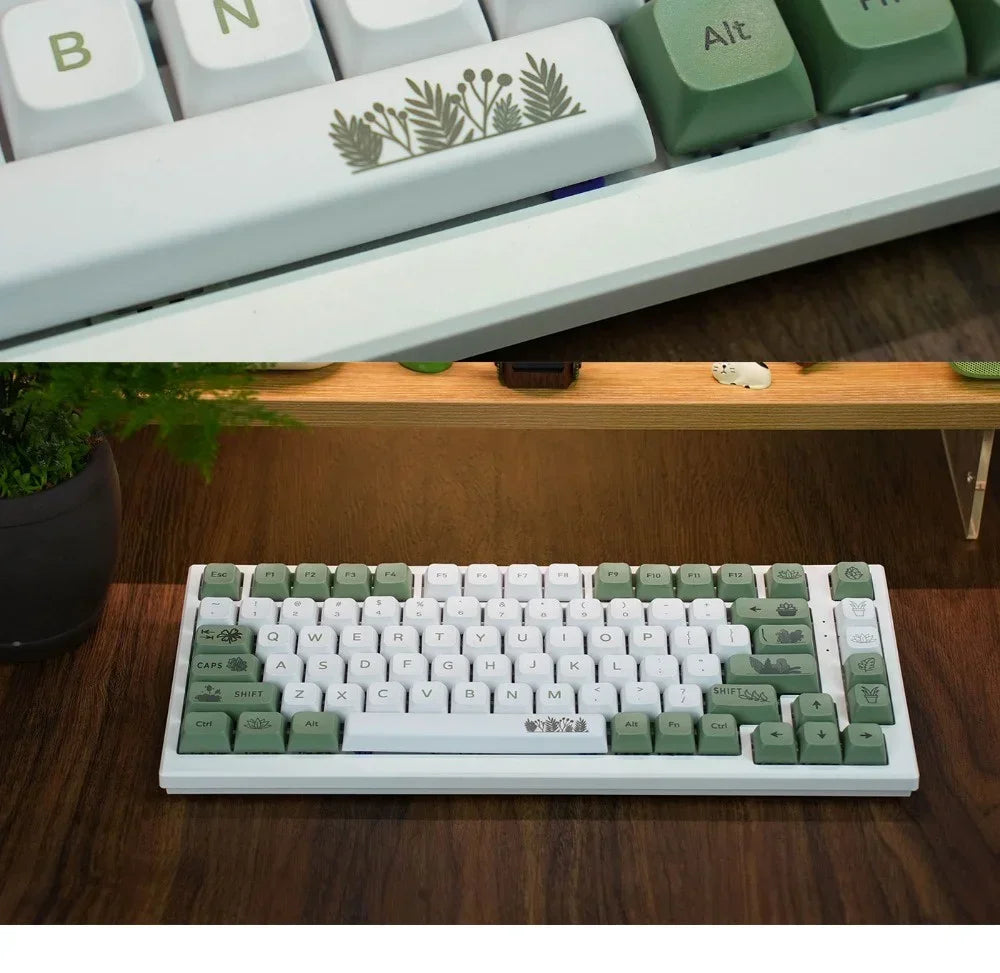 Forest Green Keycap XDA Profile PBT Sublimation 125keys Fresh Style White Green Mechanical Keyboard Keycaps