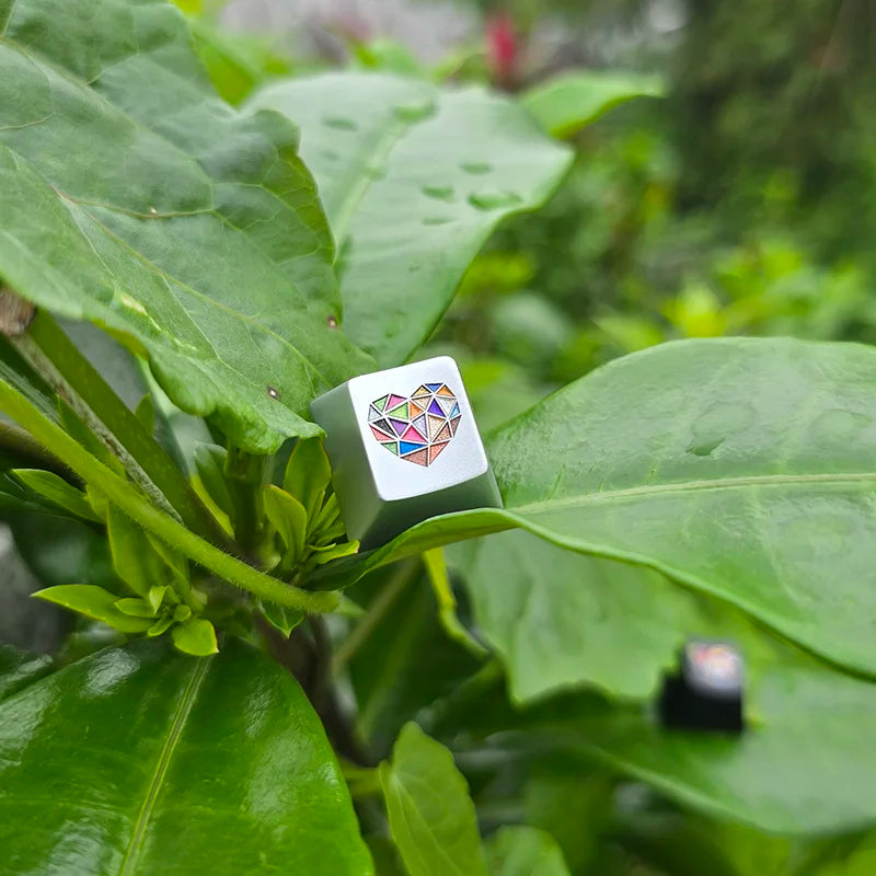 Glass Heart Keycap Custom Point Aluminum Alloy Color Glass Artisan Key Cap Cherry Profile MX Switch Mechanical Keyboard Keycap